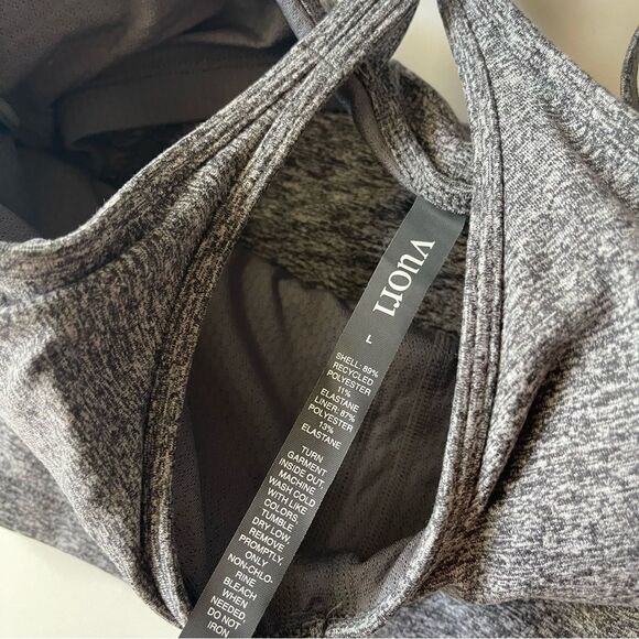Vuori Halo Performance Crop Top in heather gray large - Picture 5 of 7